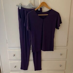 Purple Pajamas Loungewear Set Super Soft Pockets Size XS
